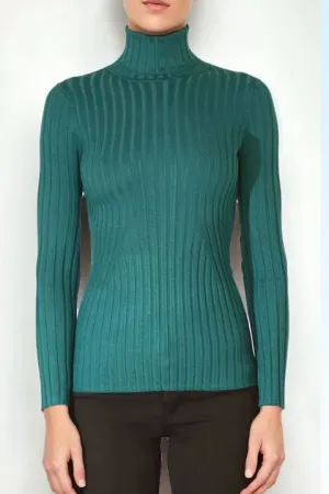 Ribbed Turtleneck Sweater - Teal