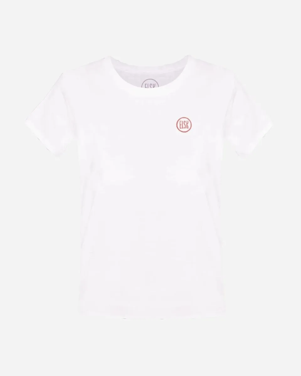 Round Logo Emb Women's Essential Tee - Dusty Pink