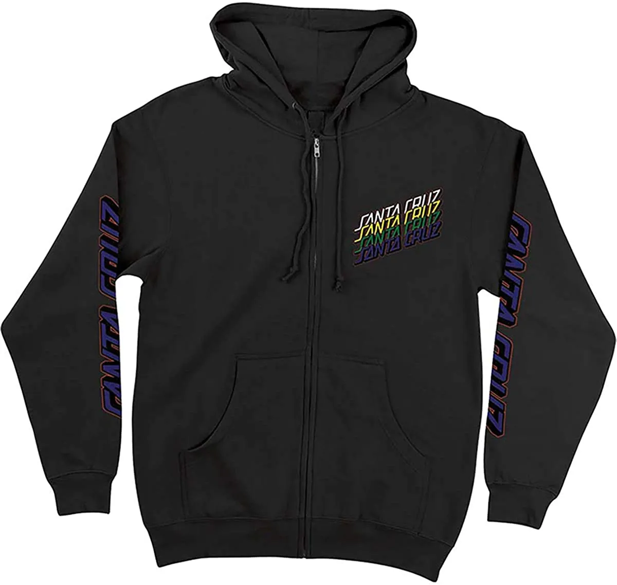 Santa Cruz Multi Strip Zip Hooded Mens Sweatshirt - Black