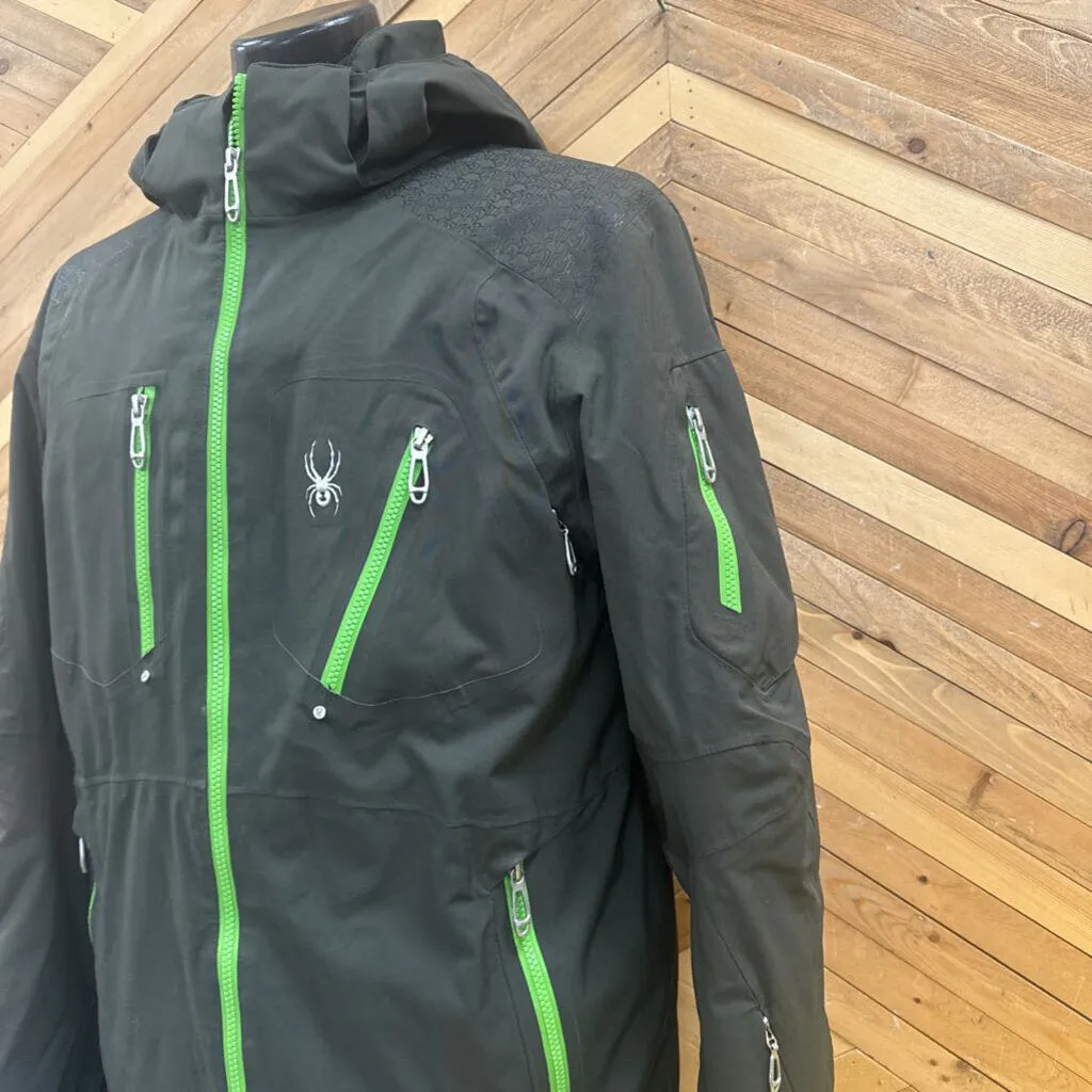 Spyder - Men's Vypor Winter Jacket - MSRP compared $599: Dark Green/Lime Green-men-MD