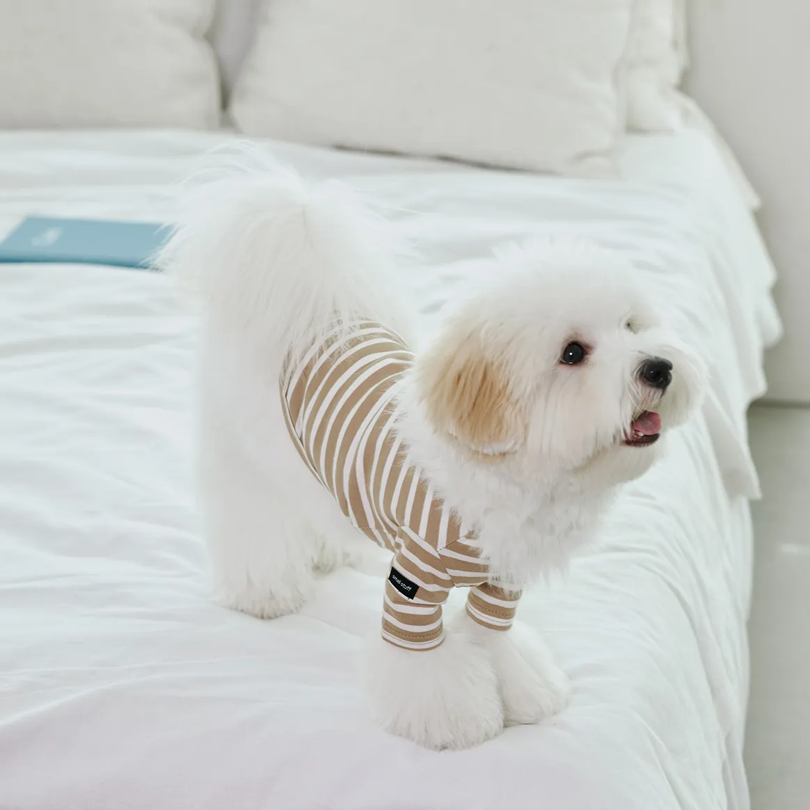 Striped Dog T-Shirt Beige