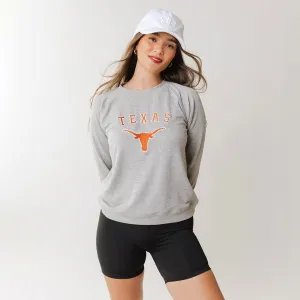 Texas Embroidered Campus Crew, Heather Grey