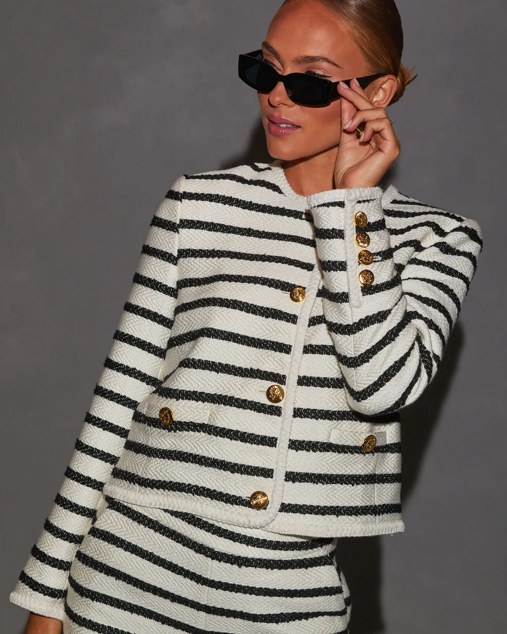 To New Heights Striped Tweed Jacket