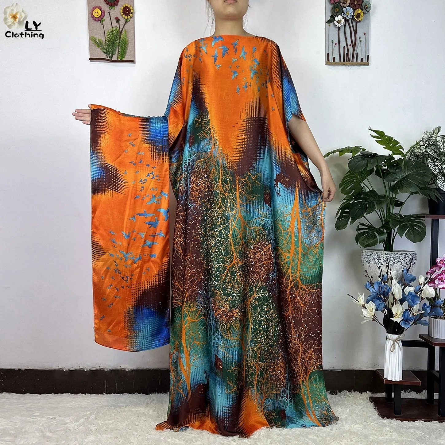 Turkey Abaya Loose Silk Oversize Women Clothing