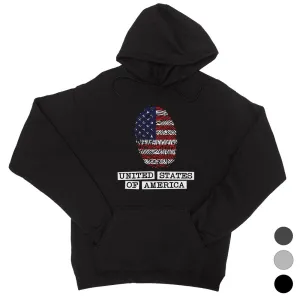 USA Fingerprint Flag Unisex Hooded Sweatshirt Hoodie 4th Of July