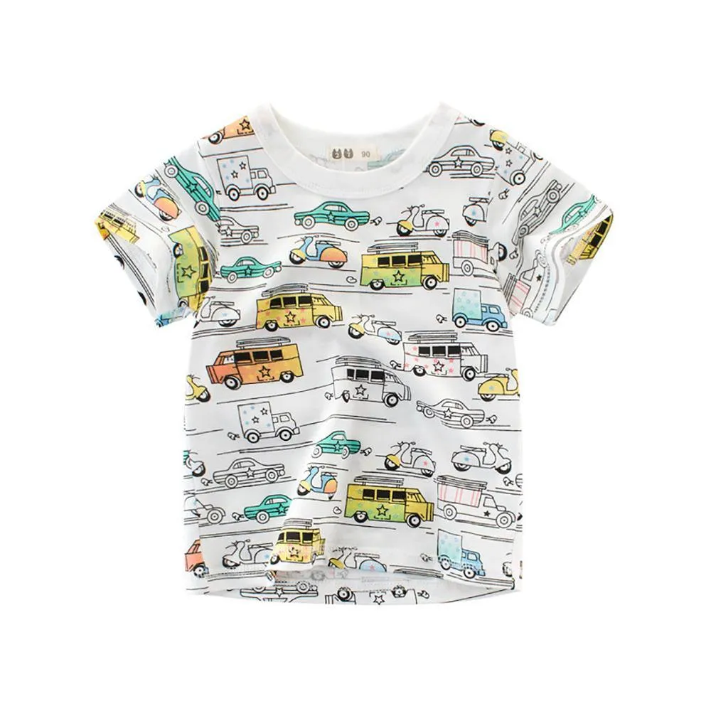 WHITE VEHICLE THEME T-SHIRT