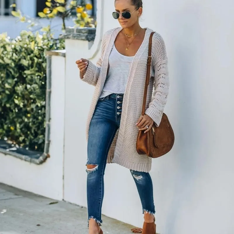 Women's Long Buttonless Knitwear Cardigan