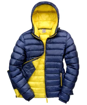 Womens Urban snow bird hooded jacket | Navy/Yellow