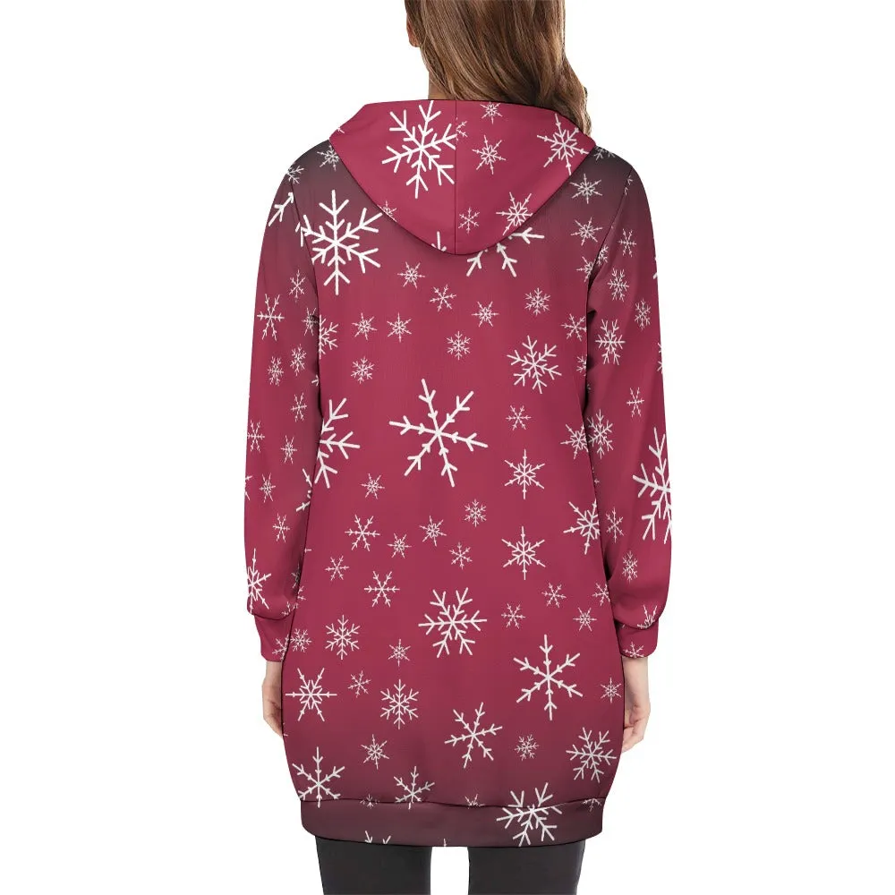 Women's Warm Snow long Hoodie - Rose