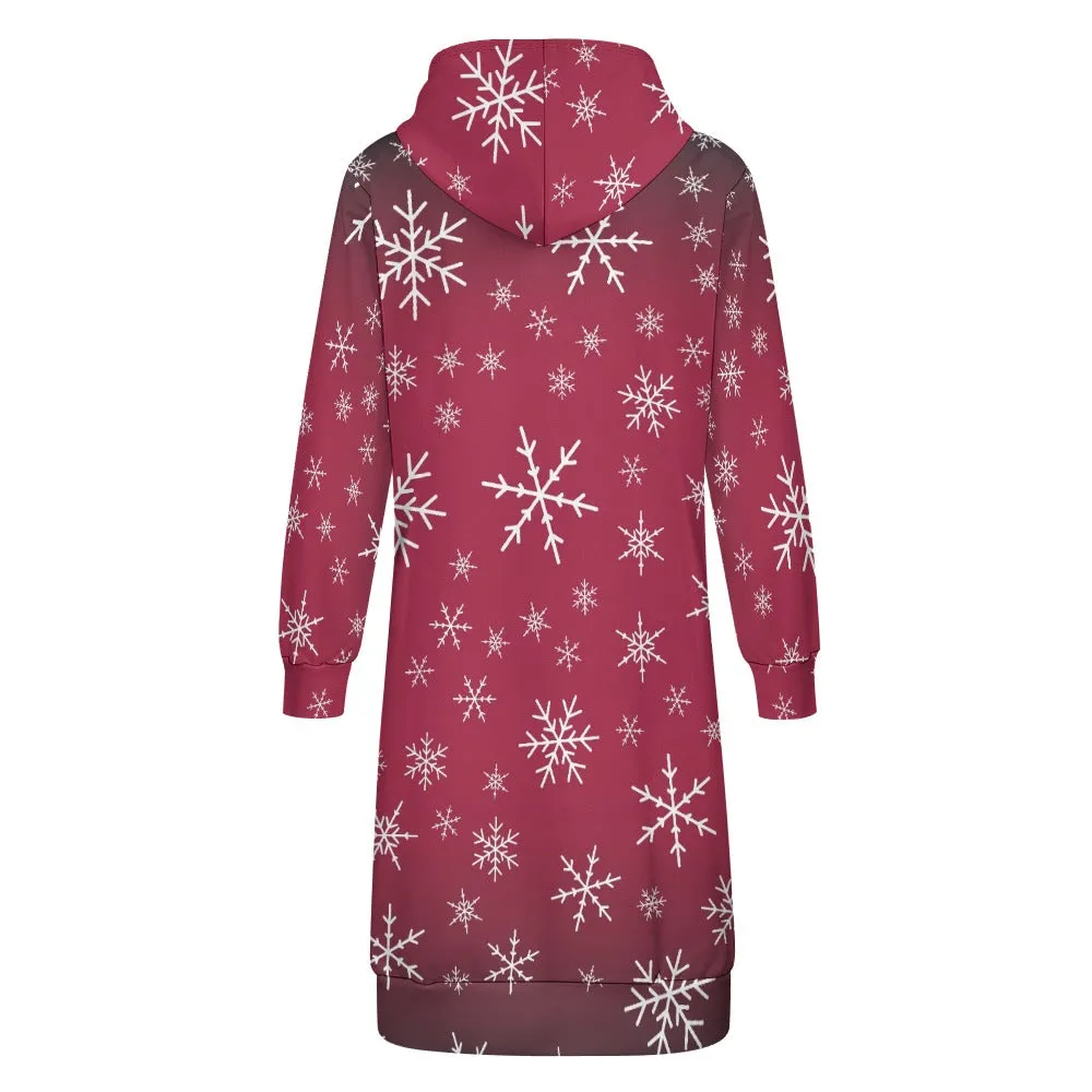 Women's Warm Snow long Hoodie - Rose