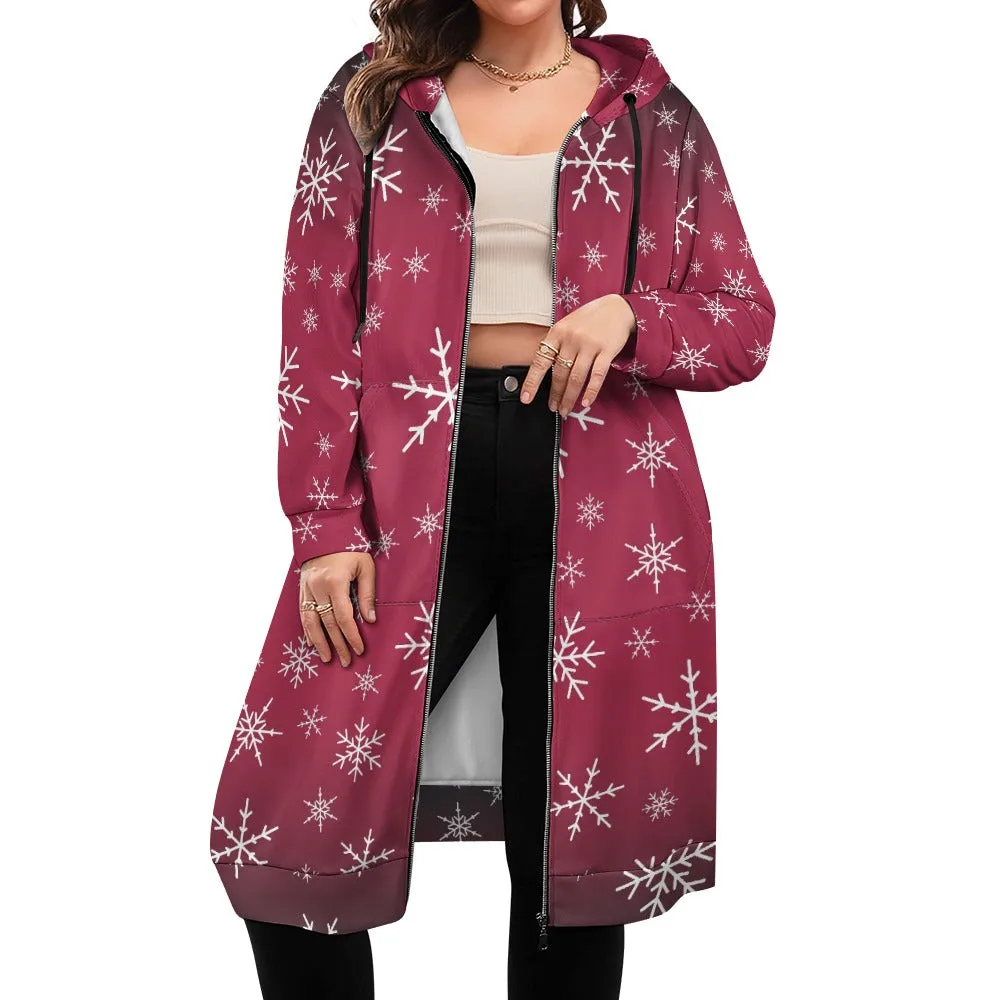 Women's Warm Snow long Hoodie - Rose