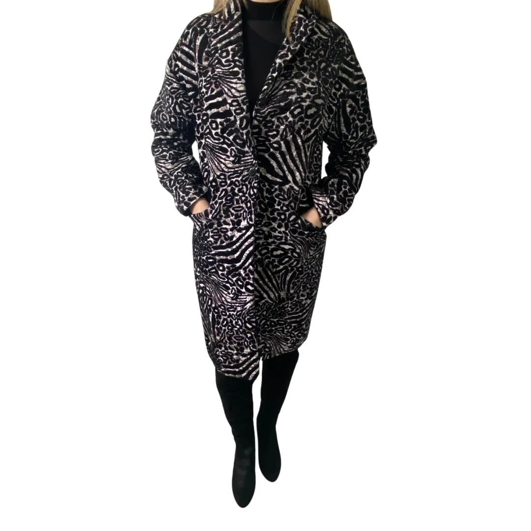 Zebra Print Midi Coat SIZE 12